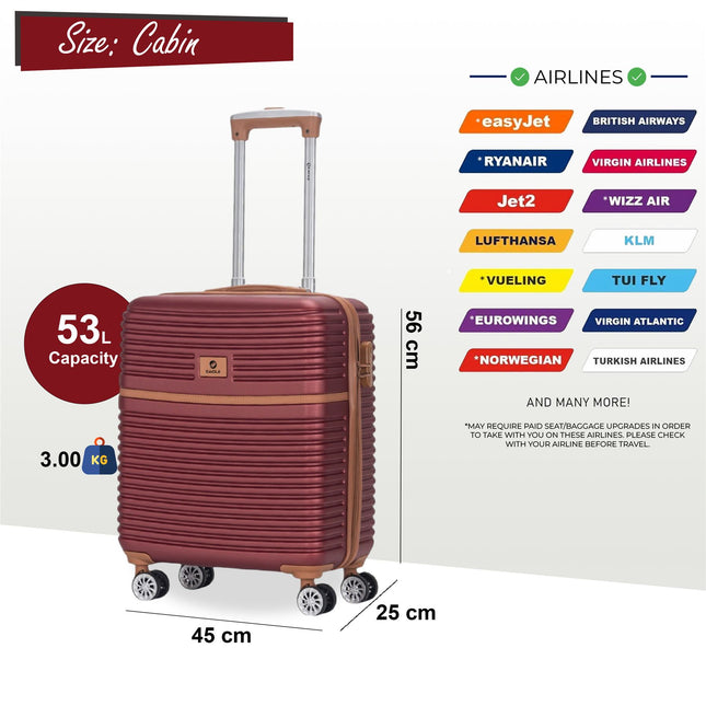 Strong ABS Hardshell Cabin Suitcase 56 x 45 x 25 cm Luggage Suitable for British Airways