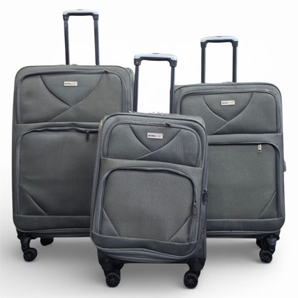 Soft Shell Lightweight Nylon Suitcase Set 4 Wheel Travel Case Holiday Bags