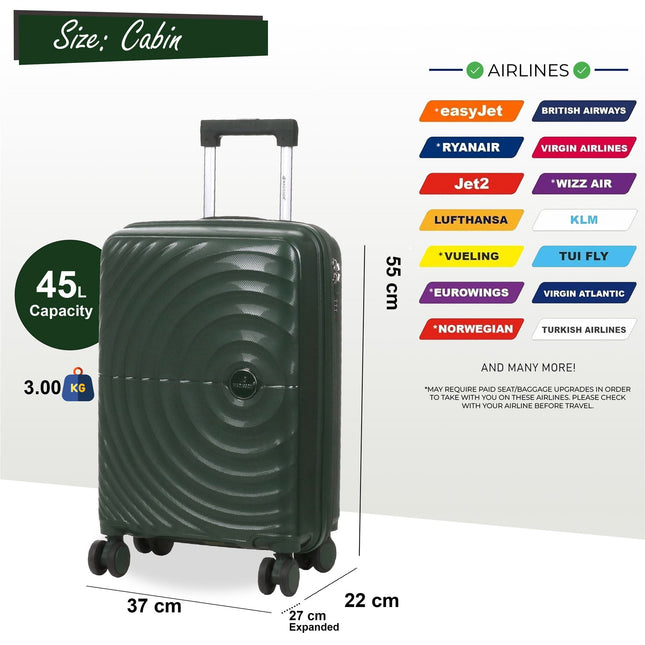 Expandable Hard Shell 8 Wheels Luggage Travel Cabin Suitcase Set