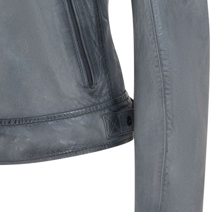 Womens Retro Biker Quilted Vintage Leather Fitted Motorcycle Jacket
