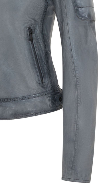 Womens Retro Biker Quilted Vintage Leather Fitted Motorcycle Jacket