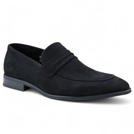 Men's Black Suede Moccasin Loafers Smart Slip-On Shoes