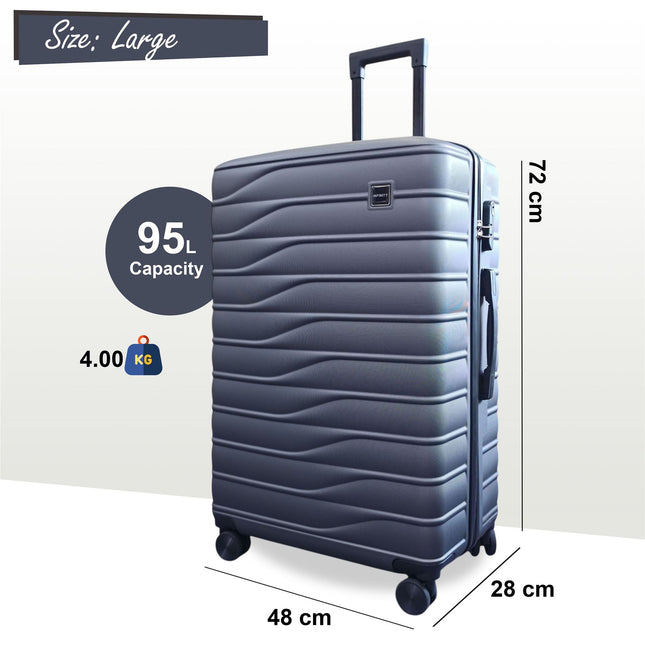 Hardshell Charcoal Grey Suitcase Set Robust 8 Wheel Luggage Cabin Case Bag