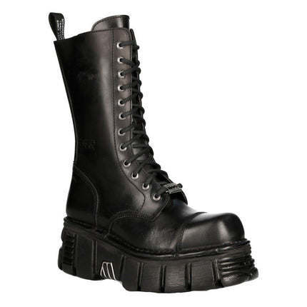 New Rock Unisex Metallic Black Techno Biker Boots - M-MILI211C-C1