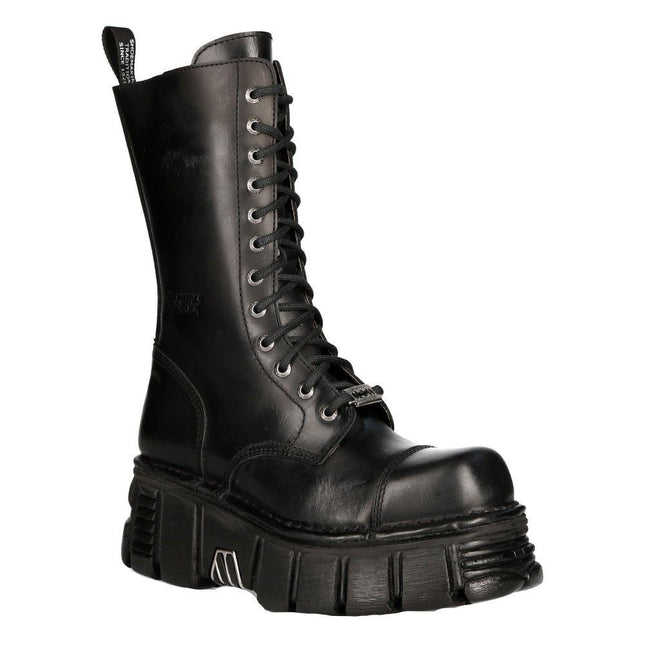 New Rock Unisex Metallic Black Techno Biker Boots - M-MILI211C-C1