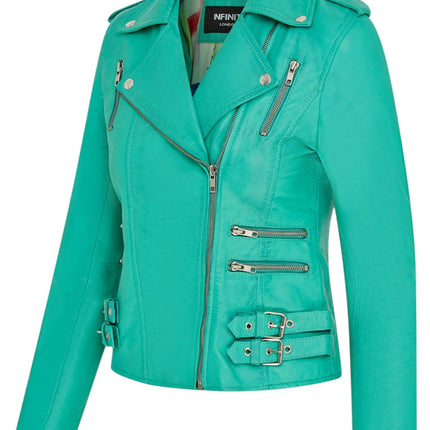 Womens Leather Brando Biker Jacket-Orlando