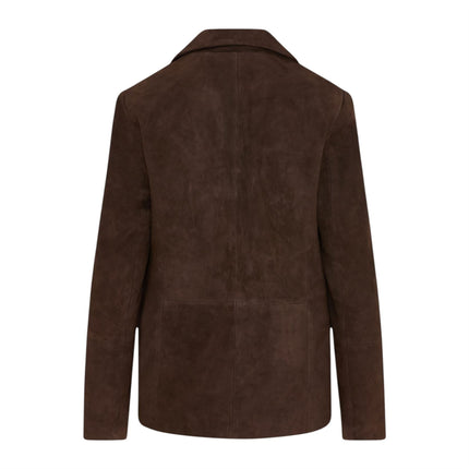 Womens Soft Goat Suede Leather Brown Blazer Jacket-Kolkata