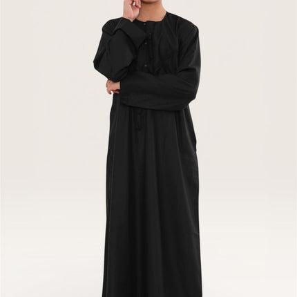 Kids Boys Eid Black Moroccan Jubba Robe Djellaba Ramadan Eid Thobe - K-HM11
