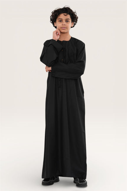 Kids Boys Eid Black Moroccan Jubba Robe Djellaba Ramadan Eid Thobe - K-HM11