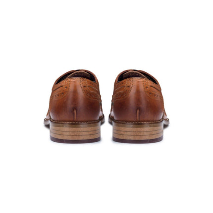 Mens Classic Oxford Tan Leather Gatsby Brogue Shoes With Tweed