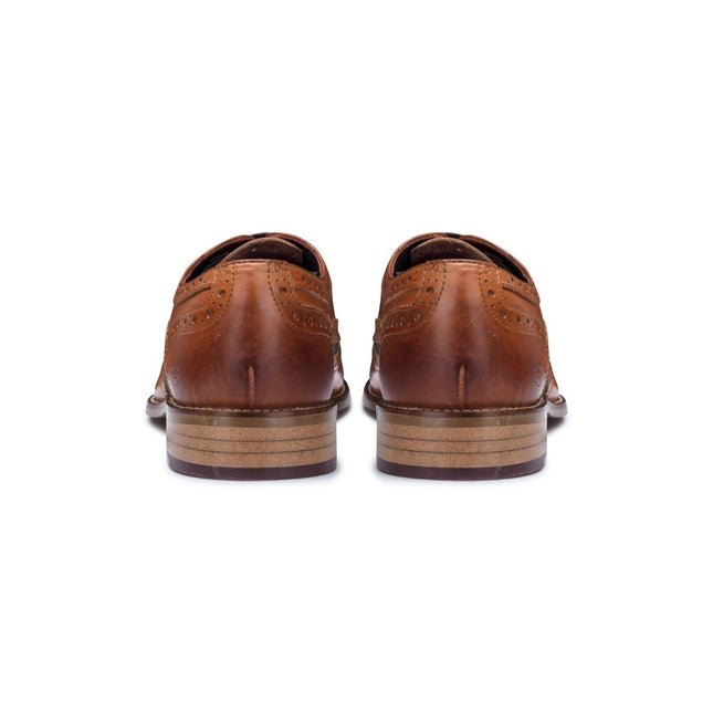 Mens Classic Oxford Tan Leather Gatsby Brogue Shoes With Tweed