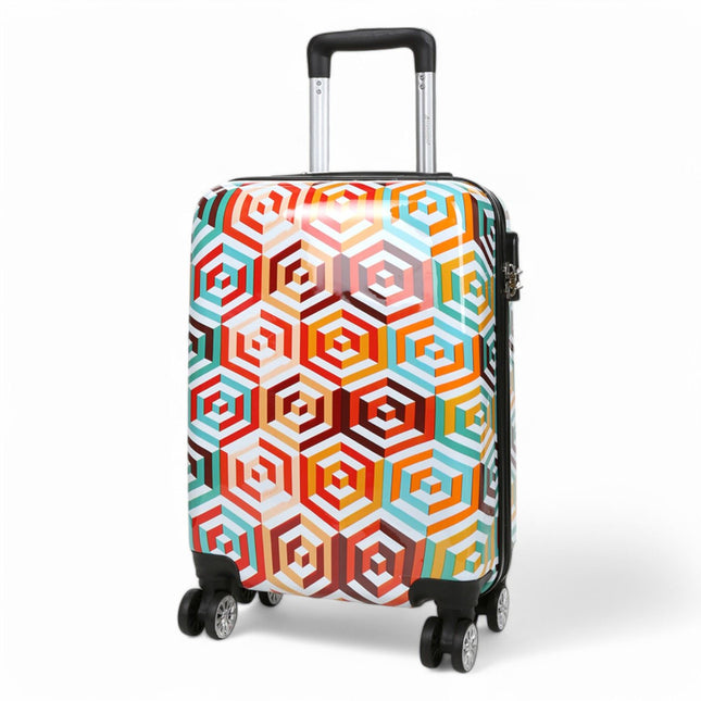 Hard Shell Printed Cabin 55 x 36 x 20 cm PP Suitcase Luggage Suitable for Easyjet, Ryanair