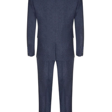 Mens 3 Piece Navy Blue Wool Tweed Vintage Retro Suit