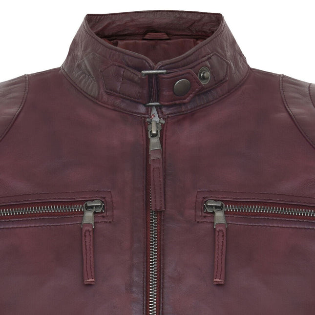 Mens Moto Leather Biker Jacket-Taiwan
