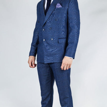 Men's Classic Blue Double Breasted 2-Piece Suit