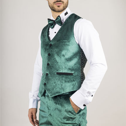 Men's Green 3 Piece Velvet Wedding Tuxedo Formal Suit
