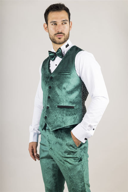 Men's Green 3 Piece Velvet Wedding Tuxedo Formal Suit
