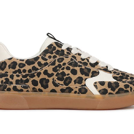 Blowfish Malibu Womens Leopard Brown Lace-Up Sneakers - Tastic
