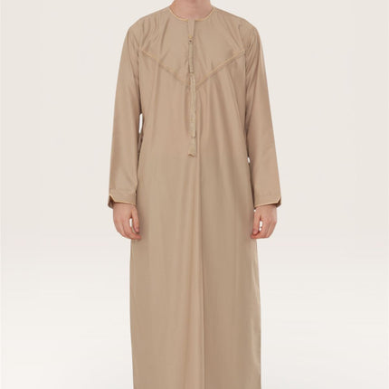 Men's Ramadan Beige Moroccan Jubba Robe Djellaba Eid Thobe - TT-007