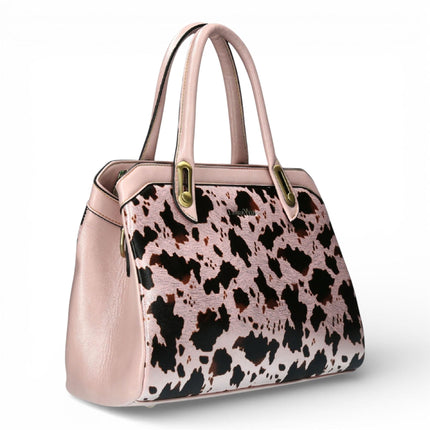 Laura Vita Aramis-08 Womens Rose Pink Floral Print Adjustable Straps Shoulder Tote Handbag