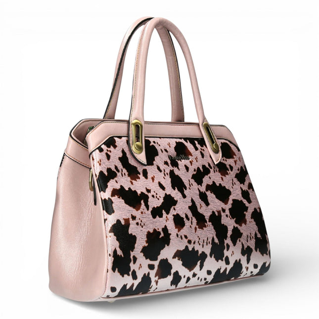 Laura Vita Aramis-08 Womens Rose Pink Floral Print Adjustable Straps Shoulder Tote Handbag