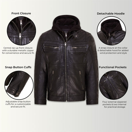 Mens Air Force Hooded Bomber Aviator Real Leather Flight Bomber Jacket