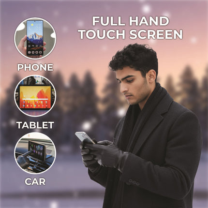 Men’s Black Italian Leather Warm Wool Lining Winter Gloves - M-LGV-305