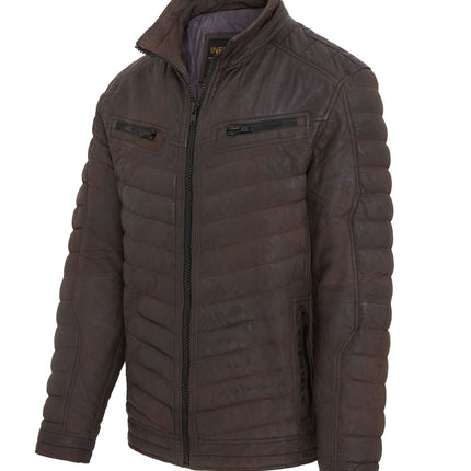 Men's Puffer Leather Biker Quilted Vintage Bomber Jacket