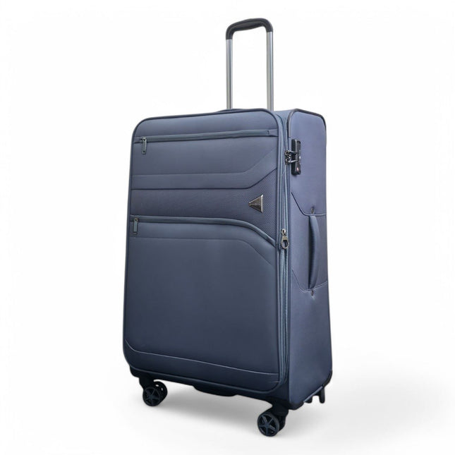 Lightweight Soft Grey Dual 4 Wheel Cabin Luggage Suitcase Set