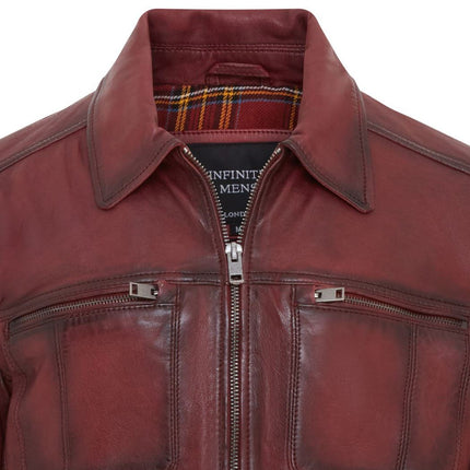 Men's Vintage Classic Short Soft Leather Biker Jacket