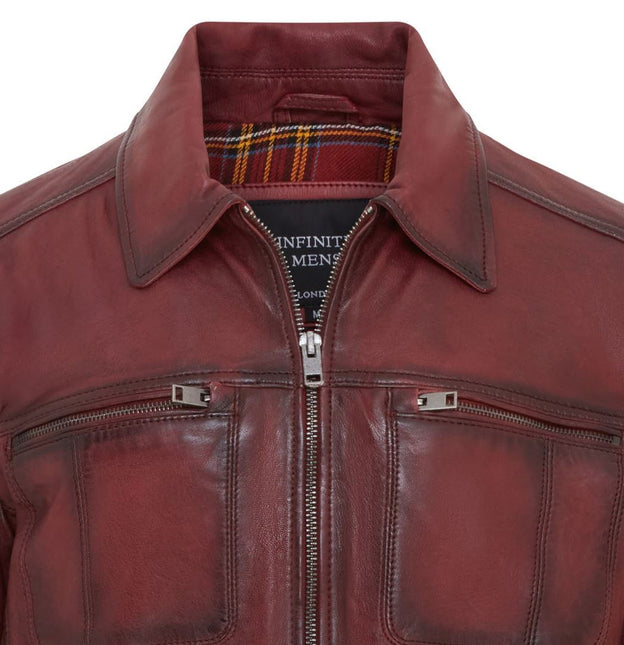 Men's Vintage Classic Short Soft Leather Biker Jacket