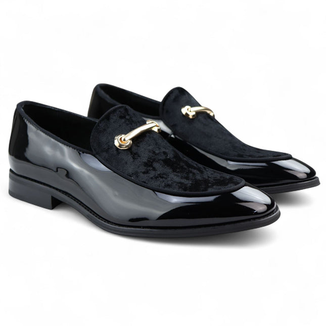 Men’s Smart Black Loafers Leather Lined Velvet Slip-On Shoes