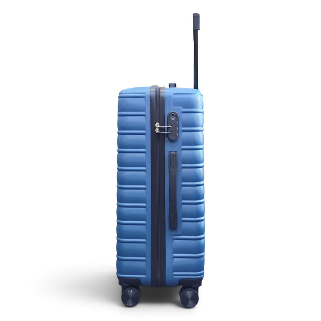 Hardshell Blue Suitcase Set Robust 8 Wheel Luggage Cabin Case Bag
