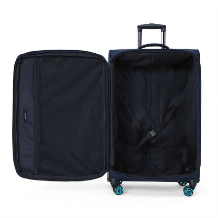 Soft Shell Blue 1680D Polyester Suitcase Set 8 Wheel TSA Lock Luggage