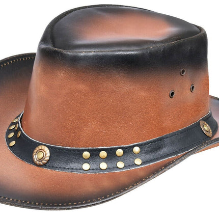 Australian Smoke Western Style Cowboy Outback Real Leather Aussie Bush Hat