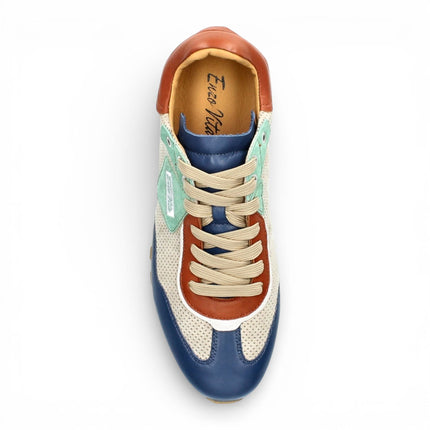 Lorenzo Conti Men's Aglae 02 Grey Blue Leather Trainers Sneaker Shoes