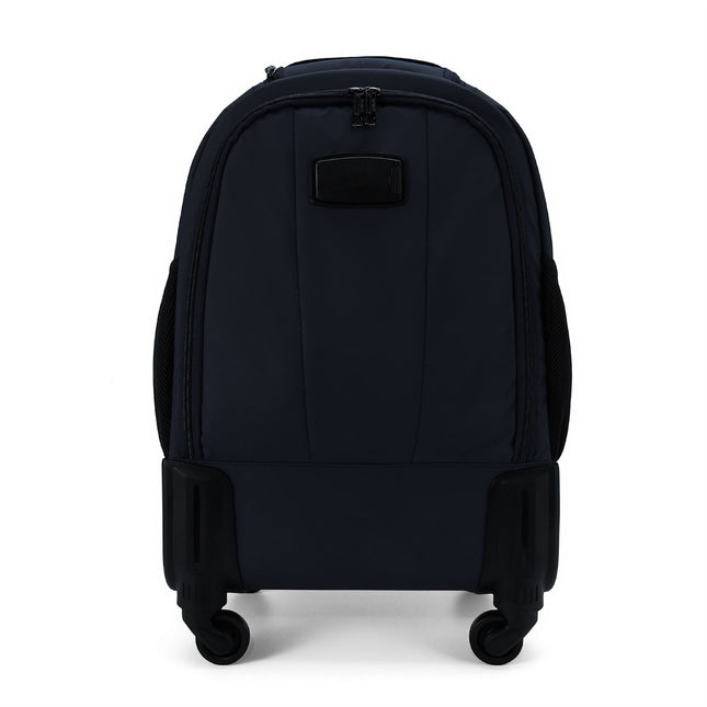 19" Black Wheeled Laptop Backpack Premium PU 4 Wheel Trolley Rucksack