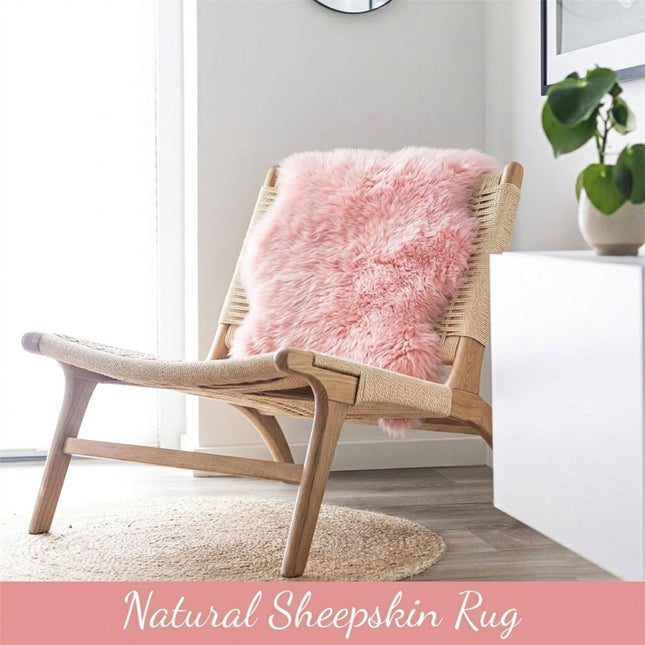 Genuine Sheepskin Rosa Pink Double Natural Fluffy Silky Soft Real Wool Rug