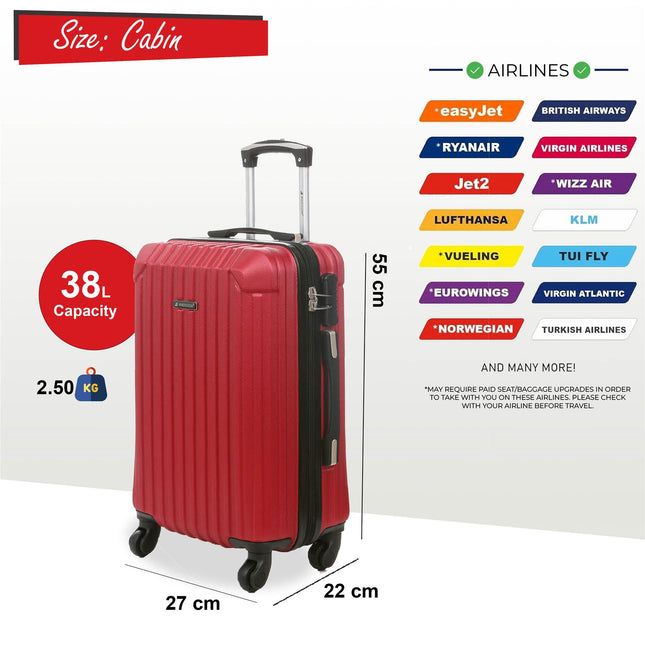 Hard Shell ABS 4 Wheels Luggage Travel Cabin Suitcase Set