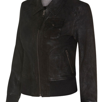 Womens Leather MA-1 Varsity Jacket-Ann Arbor