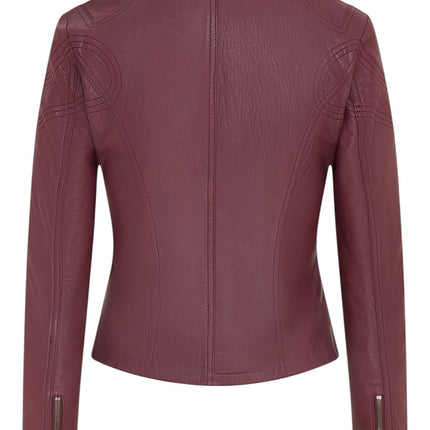 Womens Slim-Fit Leather Biker Jacket-Maldon