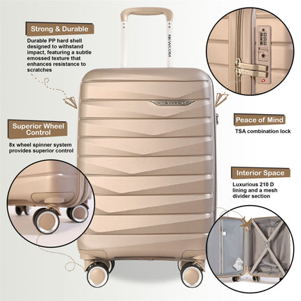 Strong Hard Shell TSA Suitcase Set 8 Wheel Cabin Luggage Holiday Travel Case