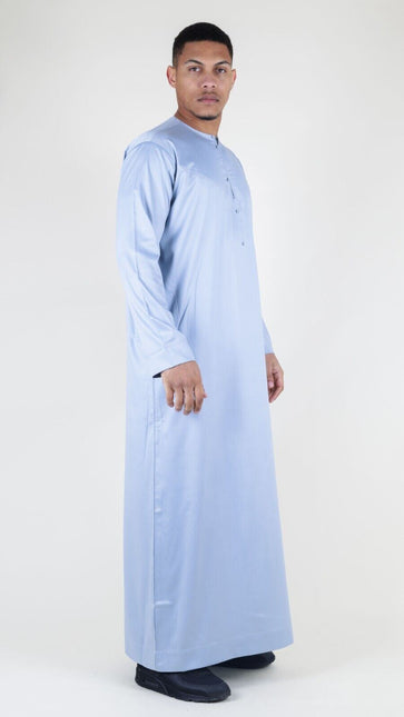 Men's Grey Thobe Robe Satin Emirati Islamic Jubba Eid Slim Fit