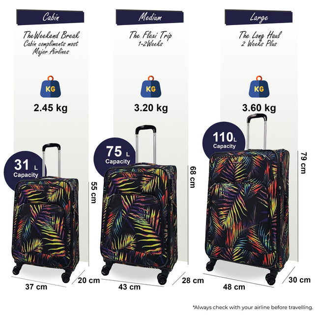 Lightweight Print Suitcases 8 Wheel Luggage Travel Soft Bags Set