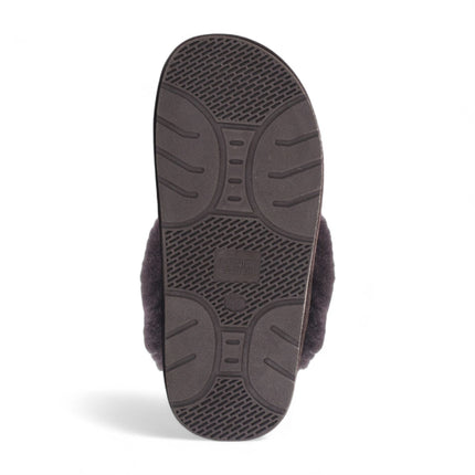 Women's Genuine Sheepskin Brown Suede Mule Winter Slippers - Luna