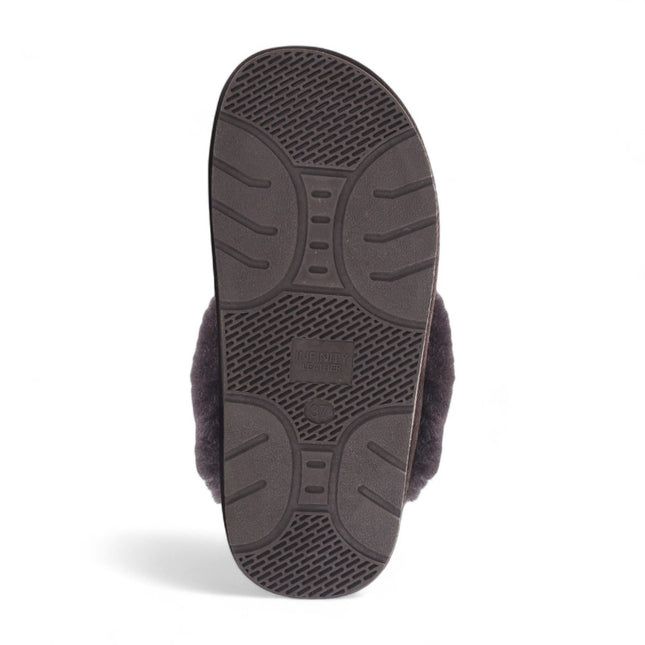 Women's Genuine Sheepskin Brown Suede Mule Winter Slippers - Luna