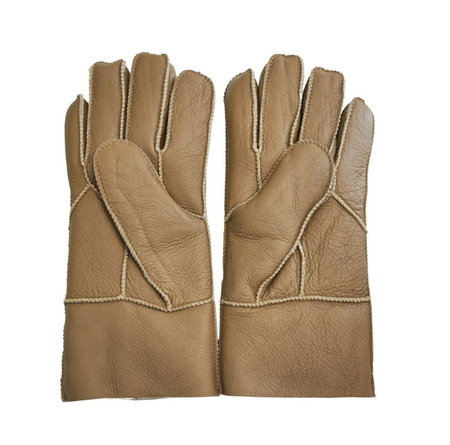 Infinity Leather Unisex Tan Sheepskin Leather Gloves with Roll Up/Down Cuff