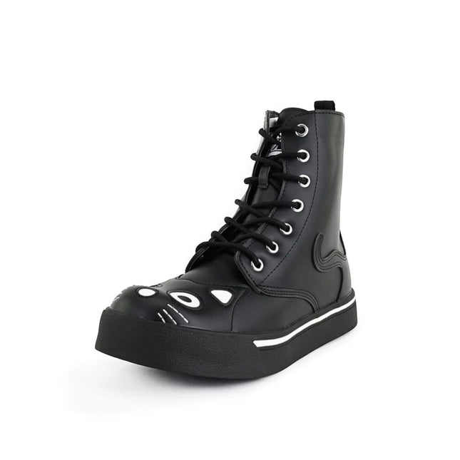 TUK Women's Kitty Black Vegan Leather Combat Sneaker Boots - A6570L