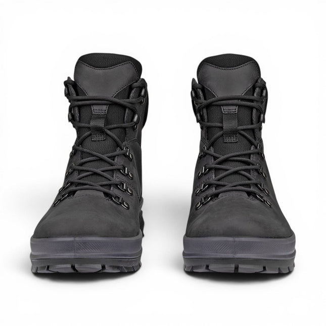 Ecco Men's Black Leather Waterproof Lace-up Hiking Boots - Rugged Track 25