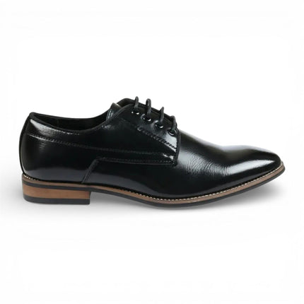 Men's Black Classic Plain Toe Lace-Up Derby Brogue Formal Shoes